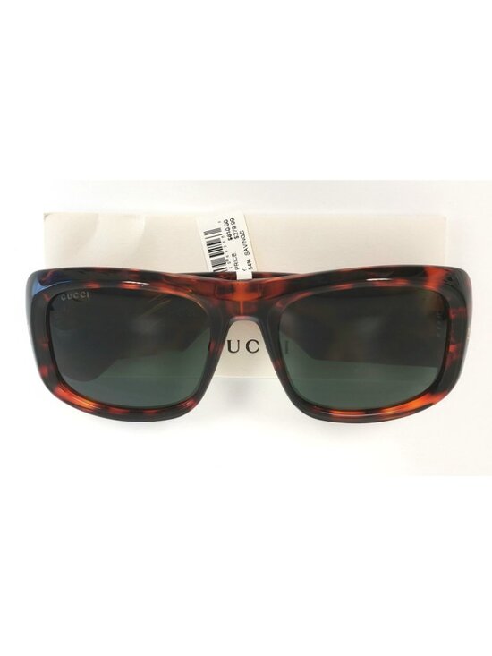 Gucci GG1080S 003 56mm Rectangle Sunglasses Havana / Green - Italy Made
